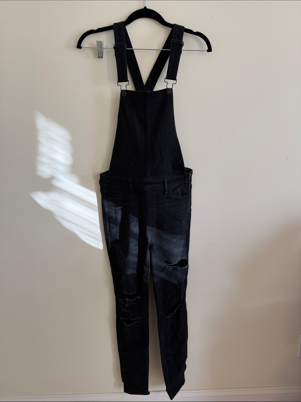 American Eagle Outfitters Black Skinny Denim Overalls
